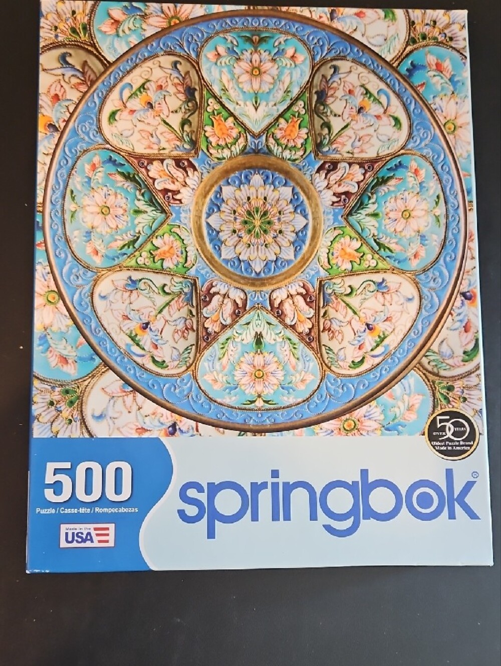 Intricate Floral Mandala Puzzle - Blue & Multi-Color